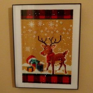 Framed Xmas Deer Diamond Painating